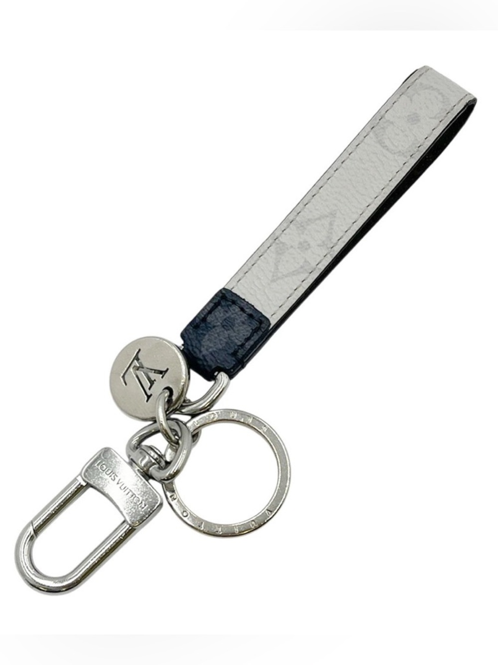 LOUIS VUITTON Eclipse Porte Cles Dragonne Key Holder White